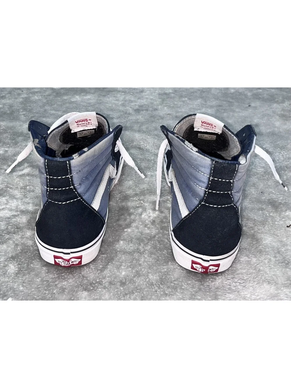 Vans Sk8-Hi High Top Sneakers Navy Blue Black Suede Canvas Mens 6.5 Skate Shoes